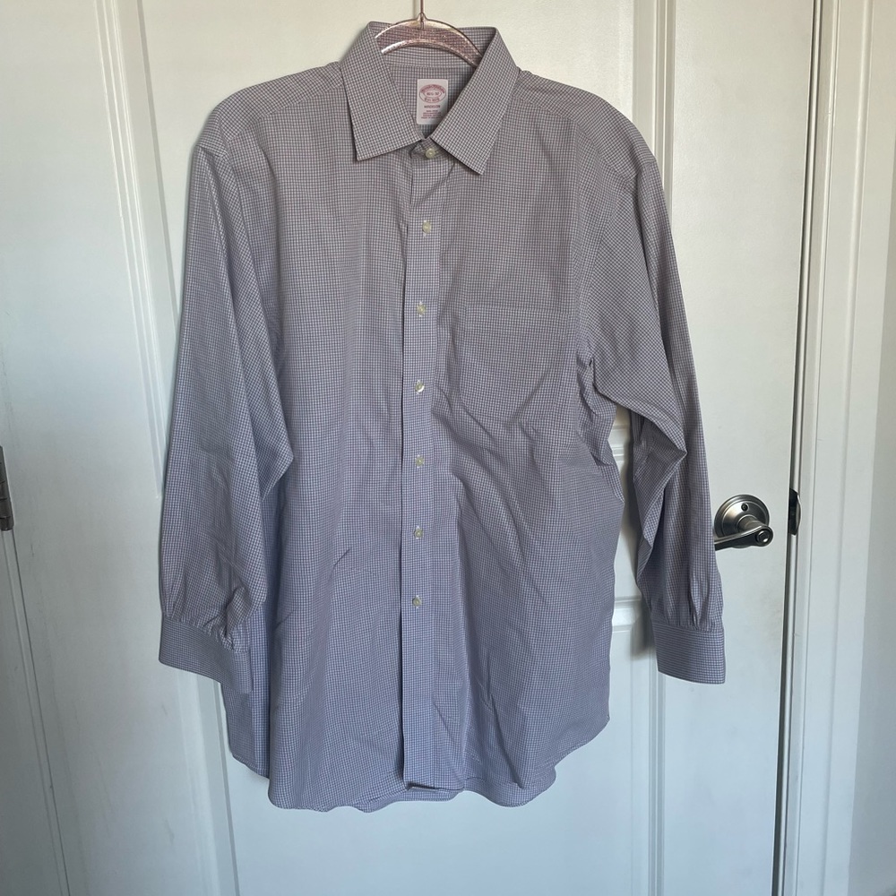 Brooks Brothers Madison non iron checkered dress shirt 16.5 - 32